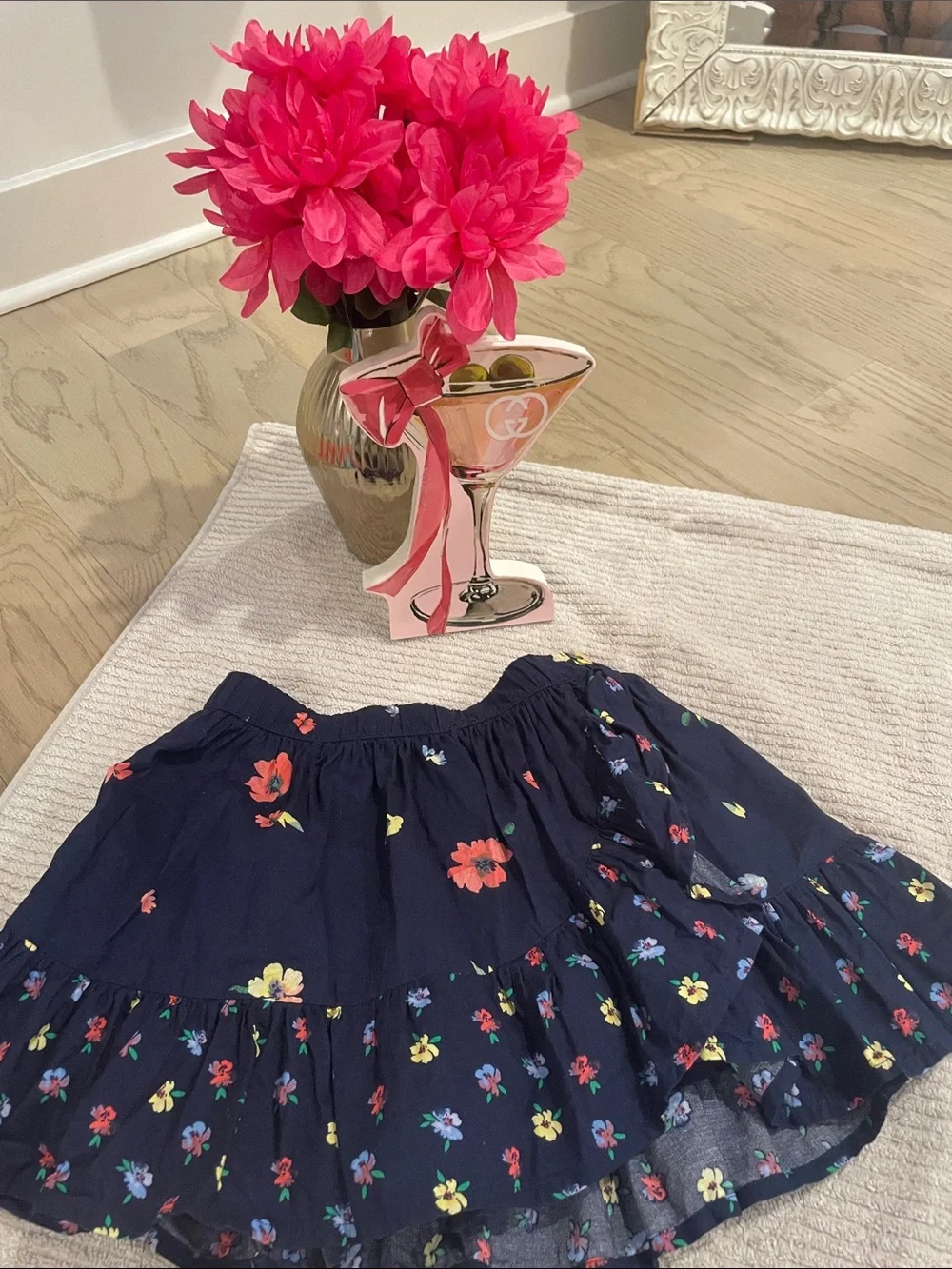 GAP Navy Floral Tiered Skater Skirt